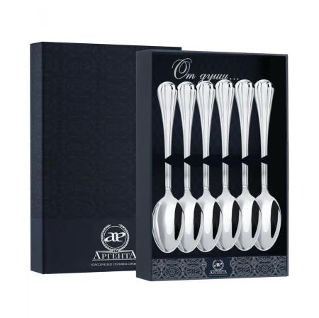 СЕРЕБРЯНЫЙ СТОЛОВЫЙ НАБОР "МЕРИДИАН" (6 ЧАЙНЫХ ЛОЖЕК) – АРГЕНТА