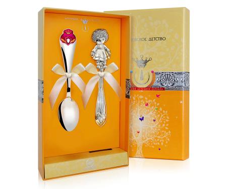 ДЕТСКИЙ НАБОР: ЛОЖКА И ПОГРЕМУШКА "ПРИНЦЕССА" – АРГЕНТА