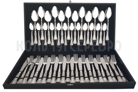 СТОЛОВЫЙ НАБОР ИЗ МЕЛЬХИОРА "№11" С ЧЕРНЕНИЕМ (48 ПРЕДМЕТОВ) – МСТЕРСКИЙ ЮВЕЛИР