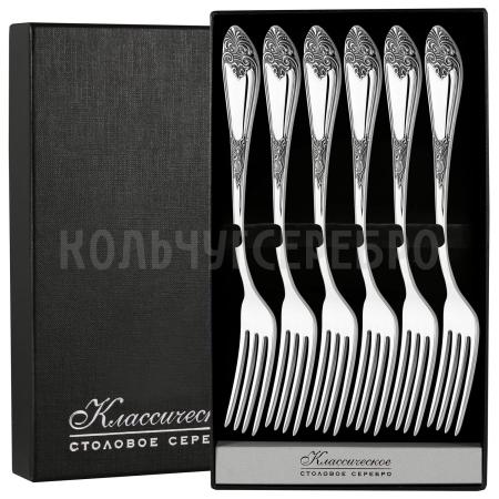 СЕРЕБРЯНЫЙ СТОЛОВЫЙ НАБОР "ДВОРЦОВЫЙ" М-17 С ЧЕРНЕНИЕМ (6 ВИЛОК) – ПАВЛОВСКИЙ ЗАВОД