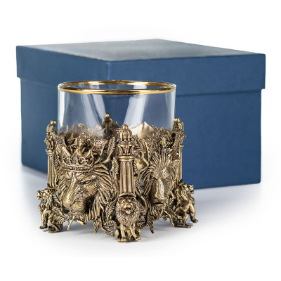 СТАКАН ДЛЯ ВИСКИ "ЛЕВ VIP" ЛАТУННЫЙ