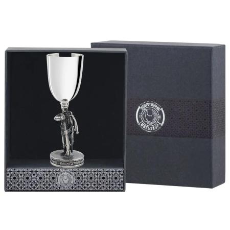 РЮМКА "ГУСАР С РУЖЬЁМ" ПОСЕРЕБРЕННАЯ С ЧЕРНЕНИЕМ (1 ШТУКА) – КОЛЬЧУГИНСКИЙ МЕЛЬХИОР