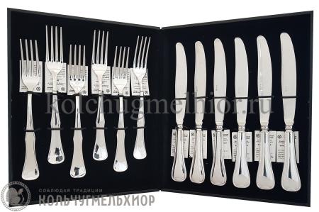 СЕРЕБРЯНЫЙ СТОЛОВЫЙ НАБОР "ОКЕАН" №14 (6 ВИЛОК, 6 НОЖЕЙ) - МСТЕРСКИЙ ЮВЕЛИР