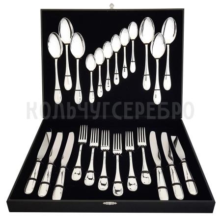 СТОЛОВЫЙ НАБОР ИЗ МЕЛЬХИОРА "КАПЕЛЬКА" (24 ПРЕДМЕТА) – КОЛЬЧУГИНСКИЙ МЕЛЬХИОР