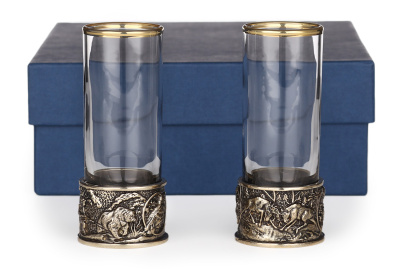 СТОПКА-ПАТРОН "ОХОТА МЕДВЕДЬ,ЛОСЬ" ЛАТУННАЯ