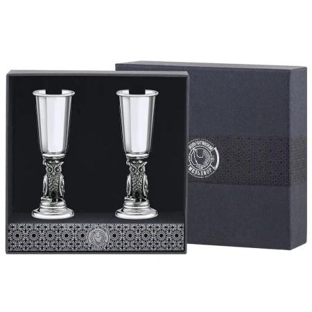 НАБОР РЮМОК "СОВА" ПОСЕРЕБРЕННЫЙ С ЧЕРНЕНИЕМ (2 ШТУКИ) – КОЛЬЧУГИНСКИЙ МЕЛЬХИОР