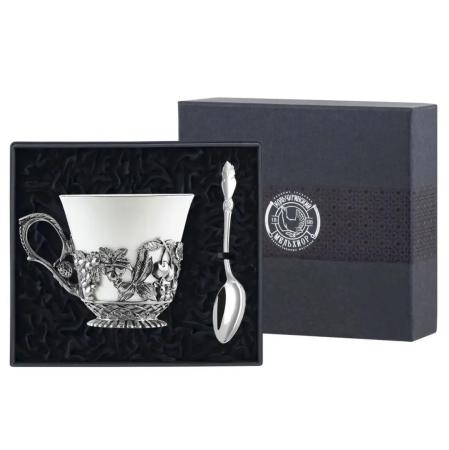 НАБОР ДЛЯ ЧАЯ "НАТЮРМОРТ" С ЧЕРНЕНИЕМ – КОЛЬЧУГИНСКИЙ МЕЛЬХИОР