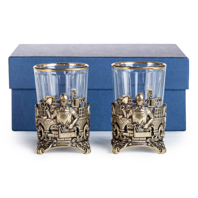 СТОПКА "СТРОИТЕЛЬ" ЛАТУННАЯ 2 ШТ