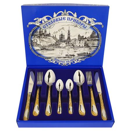 СТОЛОВЫЙ НАБОР ИЗ НЕРЖАВЕЮЩЕЙ СТАЛИ "ИРИСЫ" М22 ЛНТП (24 ПРЕДМЕТА)