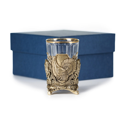 СТОПКА "ОХОТА-ГЛУХАРЬ" ТРОФЕЙНАЯ ЛАТУННАЯ