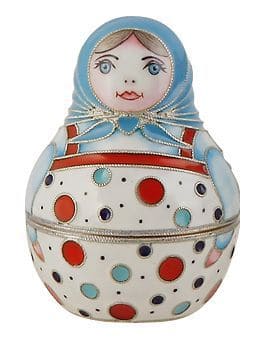 СЕРЕБРЯНЫЙ СУВЕНИР "МАТРЁШКА" 34981 – РУССКИЕ САМОЦВЕТЫ