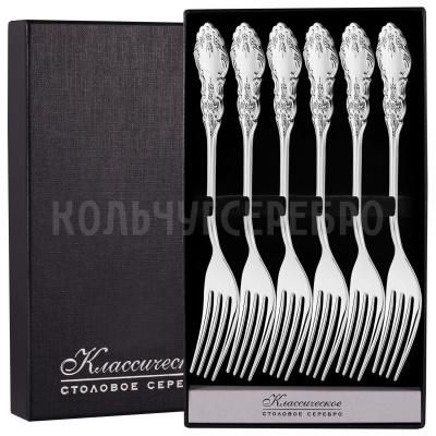 СЕРЕБРЯНЫЙ СТОЛОВЫЙ НАБОР "ЧЕРЕМУХА" (6 ВИЛОК) – МСТЕРСКИЙ ЮВЕЛИР