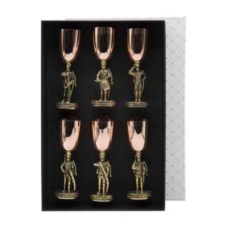 НАБОР РЮМОК "АТЫ-БАТЫ" МЕДЬ-ЛАТУНЬ 6 ШТ. – КОЛЬЧУГИНСКИЙ МЕЛЬХИОР