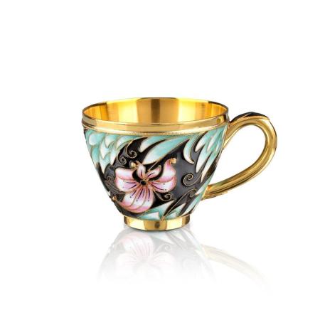 СЕРЕБРЯНАЯ КОФЕЙНАЯ ЧАШКА "ИРИС" – РУССКИЕ САМОЦВЕТЫ