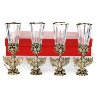 ЛАФИТНИК ДЛЯ ВОДКИ "ГЕРБОВЫЙ №2" ЛАТУННЫЙ 4 ШТ