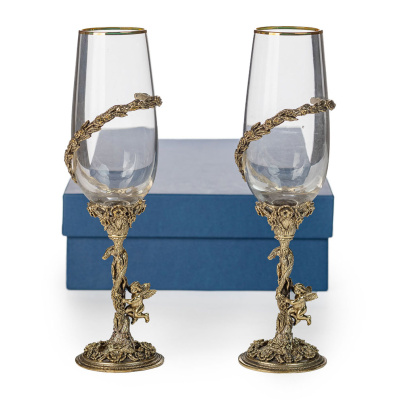 БОКАЛ ДЛЯ ШАМПАНСКОГО "АНГЕЛ" ЛАТУННЫЙ 2 ШТ