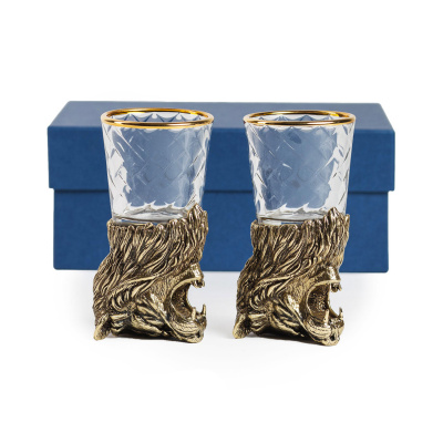 ЧАРКА "ЛЕВ" ЛАТУННАЯ (СТОПКА ПЕРЕВЁРТЫШ) 2 ШТ