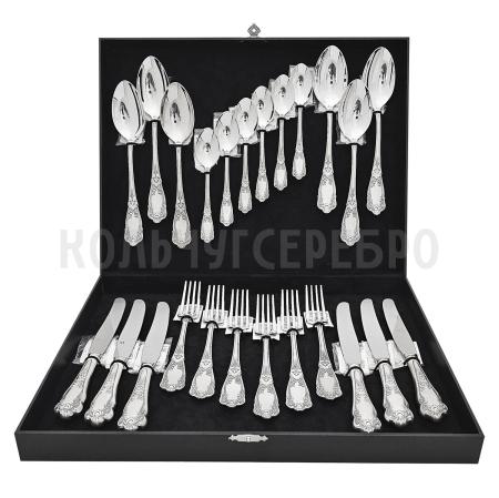 СЕРЕБРЯНЫЙ СТОЛОВЫЙ НАБОР "ЭДЕМ" С ЧЕРНЕНИЕМ (24 ПРЕДМЕТА) – МСТЕРСКИЙ ЮВЕЛИР