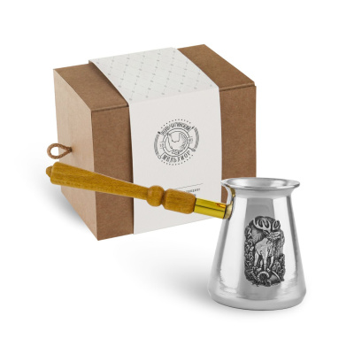 ТУРКА ПОСЕРЕБРЕННАЯ "ОХОТНИЧЬЯ ЛОСЬ" (0.42 ЛИТРА) – КОЛЬЧУГИНСКИЙ МЕЛЬХИОР