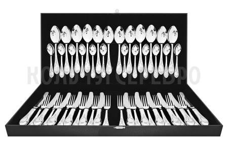 СЕРЕБРЯНЫЙ СТОЛОВЫЙ НАБОР "ВЕСНА" (48 ПРЕДМЕТОВ) – КРАСНАЯ ПРЕСНЯ