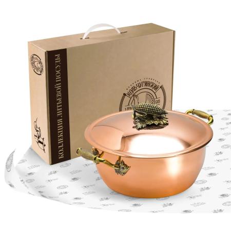 КАСТРЮЛЯ МЕДНАЯ "КУКУРУЗА" С КРЫШКОЙ (3,5 ЛИТРА) – КОЛЬЧУГИНСКИЙ МЕЛЬХИОР