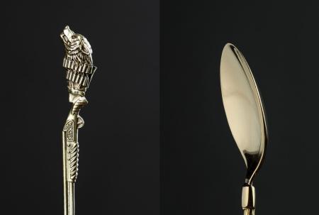 ЛОЖКА ЧАЙНАЯ ЛАТУННАЯ "ОХОТА ТРОФЕЙНАЯ (ВОЛК)" 