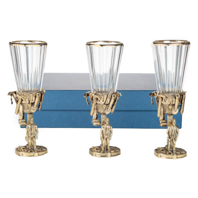 ЛАФИТНИК ДЛЯ ВОДКИ "СТРОИТЕЛИ" ЛАТУННЫЙ 3 ШТ