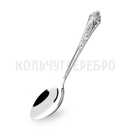 СЕРЕБРЯНАЯ ДЕСЕРТНАЯ ЛОЖКА "РЕЛЬЕФНЫЙ" С ЧЕРНЕНИЕМ  - СЕВЕРНАЯ ЧЕРНЬ