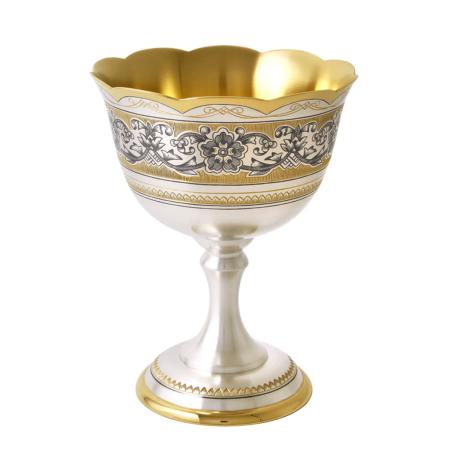 СЕРЕБРЯНАЯ ВАЗА ДЛЯ КОНФЕТ С ПОЗОЛОТОЙ АРТ. 40130046Е06 – СЕВЕРНАЯ ЧЕРНЬ