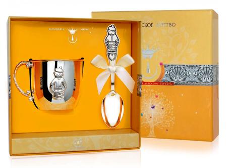 ДЕТСКАЯ КРУЖКА С ЛОЖКОЙ "МАЛЬЧИК" – АРГЕНТА