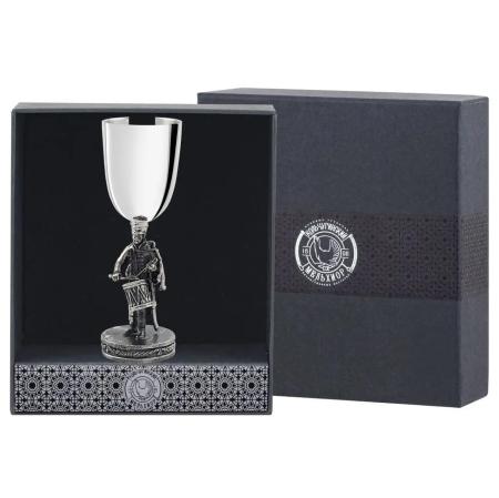 РЮМКА "ГУСАР С БАРАБАНОМ" ПОСЕРЕБРЕННАЯ С ЧЕРНЕНИЕМ (1 ШТУКА) – КОЛЬЧУГИНСКИЙ МЕЛЬХИОР