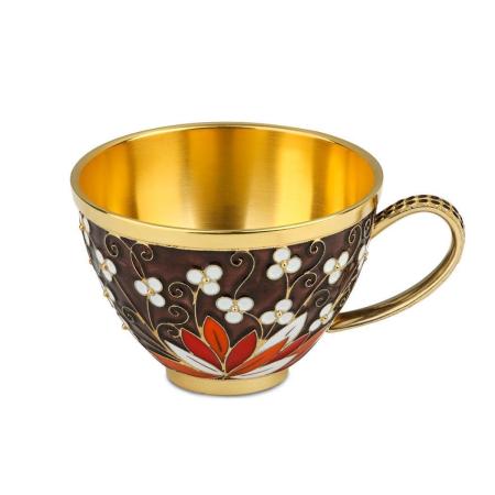 СЕРЕБРЯНАЯ КОФЕЙНАЯ ЧАШКА "ПТИЦА" – РУССКИЕ САМОЦВЕТЫ