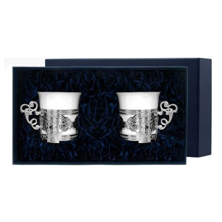 СЕРЕБРЯНАЯ КОФЕЙНАЯ ПАРА "АВГУСТ ОКТАВИАН" 2 ШТ. – АРГЕНТА