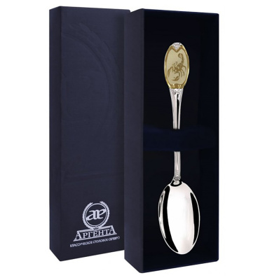 СЕРЕБРЯНАЯ ЧАЙНАЯ ЛОЖКА "СКОРПИОН" С ПОЗОЛОТОЙ – АРГЕНТА