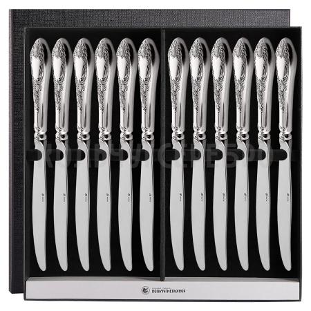 СТОЛОВЫЙ НАБОР ИЗ МЕЛЬХИОРА "КЛАССИКА" С ЧЕРНЕНИЕМ (12 НОЖЕЙ) – МСТЕРСКИЙ ЮВЕЛИР