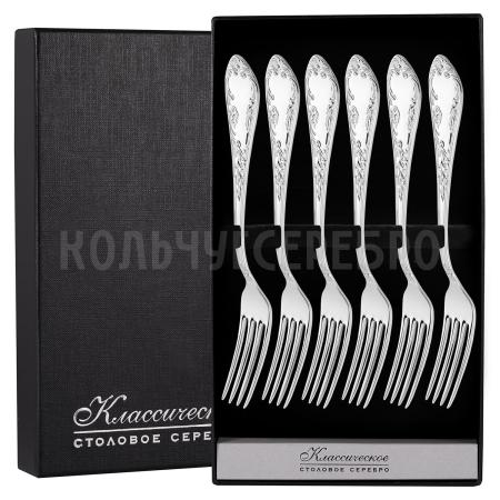 СЕРЕБРЯНЫЙ ДЕСЕРТНЫЙ НАБОР "ПОСОЛЬСКИЙ" М-18 (6 ДЕСЕРТНЫХ ВИЛОК) – ПАВЛОВСКИЙ ЗАВОД