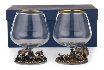 БОКАЛ ДЛЯ КОНЬЯКА "ОХОТА ВОЛК,МЕДВЕДЬ" CLASSIC 