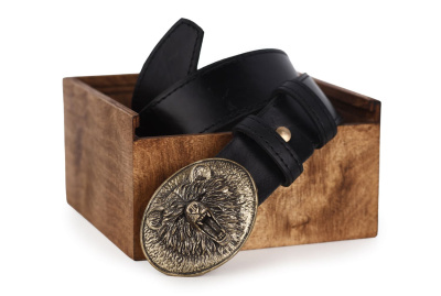 КОЖАНЫЙ РЕМЕНЬ "МЕДВЕДЬ VIP" ЧЕРНЫЙ