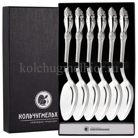 СТОЛОВЫЙ НАБОР ИЗ МЕЛЬХИОРА "РОЗА" (6 ЛОЖЕК) – КОЛЬЧУГИНСКИЙ МЕЛЬХИОР