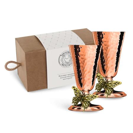 НАБОР РЮМОК "БАБОЧКА" МЕДНЫЙ КОВАННЫЙ (2 ШТУКИ) – КОЛЬЧУГИНСКИЙ МЕЛЬХИОР