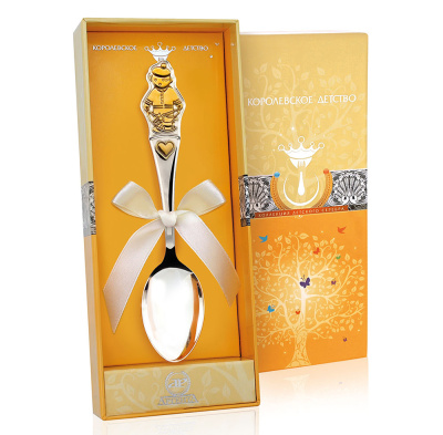 СЕРЕБРЯНАЯ ДЕТСКАЯ ЛОЖКА "МАЛЬЧИК" С ПОЗОЛОТОЙ – АРГЕНТА