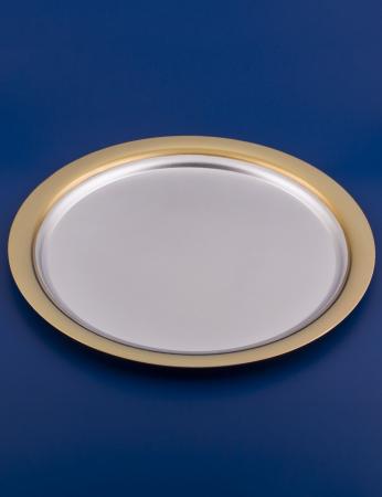 СЕРЕБРЯНЫЙ ПОДНОС "№7" С ПОЗОЛОТОЙ БЕЗ РУЧЕК – МСТЁРСКИЙ ЮВЕЛИР