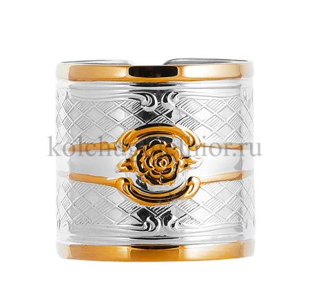 КОЛЬЦО САЛФЕТОК ИЗ МЕЛЬХИОРА "РОЗА" С ПОЗОЛОТОЙ – КОЛЬЧУГИНСКИЙ МЕЛЬХИОР