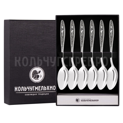 ЧАЙНЫЙ НАБОР ИЗ МЕЛЬХИОРА "МОРОЗКО" (6 ЧАЙНЫХ ЛОЖЕК) – КОЛЬЧУГИНСКИЙ МЕЛЬХИОР