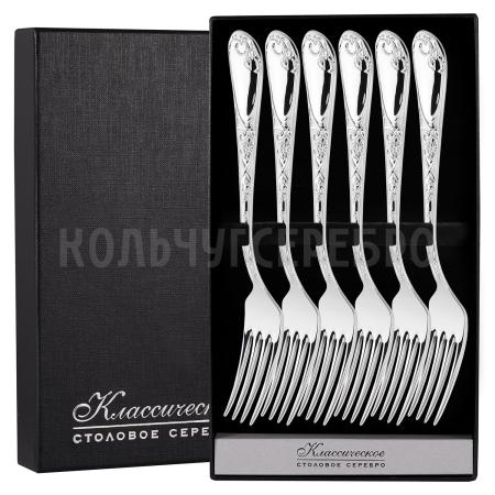 СЕРЕБРЯНЫЙ СТОЛОВЫЙ НАБОР "ИРИСЫ" М-22 (6 ВИЛОК) – ПАВЛОВСКИЙ ЗАВОД