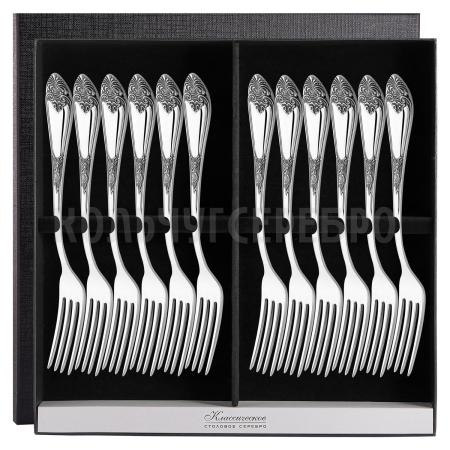 СЕРЕБРЯНЫЙ СТОЛОВЫЙ НАБОР "ДВОРЦОВЫЙ" М-17 С ЧЕРНЕНИЕМ (12 ВИЛОК) – ПАВЛОВСКИЙ ЗАВОД