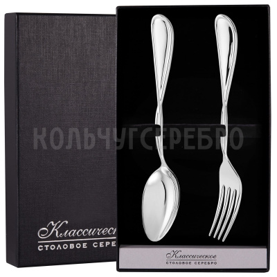 СЕРЕБРЯНЫЙ СТОЛОВЫЙ НАБОР "БЕСКОНЕЧНОСТЬ" №26 (2 ПРЕДМЕТА) - МСТЕРСКИЙ ЮВЕЛИР