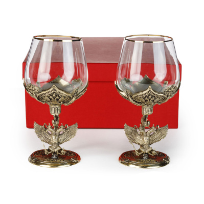 БОКАЛЫ ДЛЯ КОНЬЯКА "ГЕРБОВЫЙ" ЛАТУННЫЙ (2 ШТ)