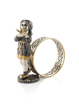 СЕРЕБРЯНОЕ КОЛЬЦО ДЛЯ САЛФЕТОК "РОМАШКА" (ДЕВОЧКА) – АЛЬТМАСТЕР