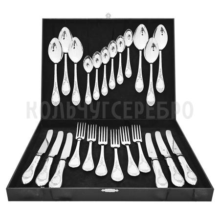 СЕРЕБРЯНЫЙ СТОЛОВЫЙ НАБОР "ВЕСНА" (24 ПРЕДМЕТА) – КРАСНАЯ ПРЕСНЯ